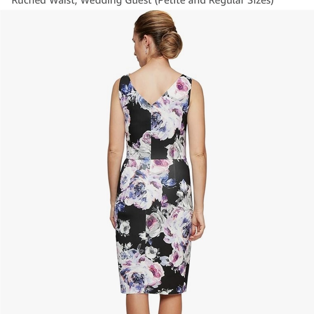 Premier White and Purple Sheath Dress V-Neck Sleeveless